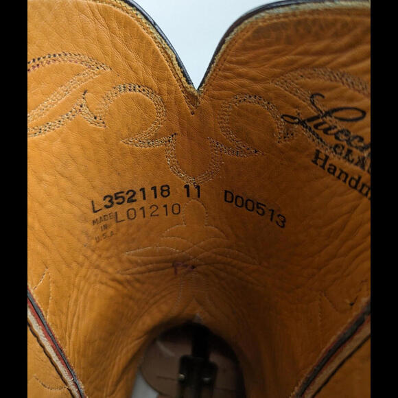 [SOLD] LUCCHESE Sz 11D L3521 Black Cherry Goat Skin Leather Western Roper Boot - Picture 13 of 15